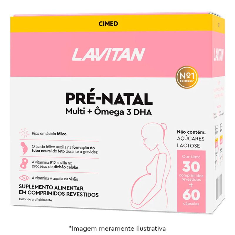 lavitan pré- natal multi + ômega 3 dha 30 comprimidos revestidos + 60 cápsulas