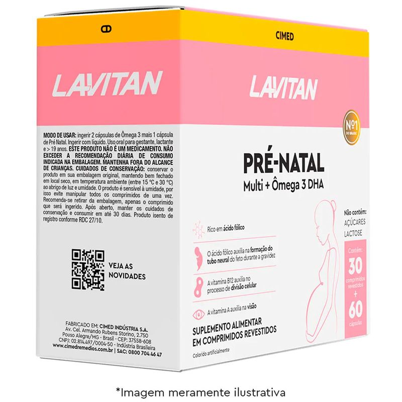 lavitan pré- natal multi + ômega 3 dha 30 comprimidos revestidos + 60 cápsulas