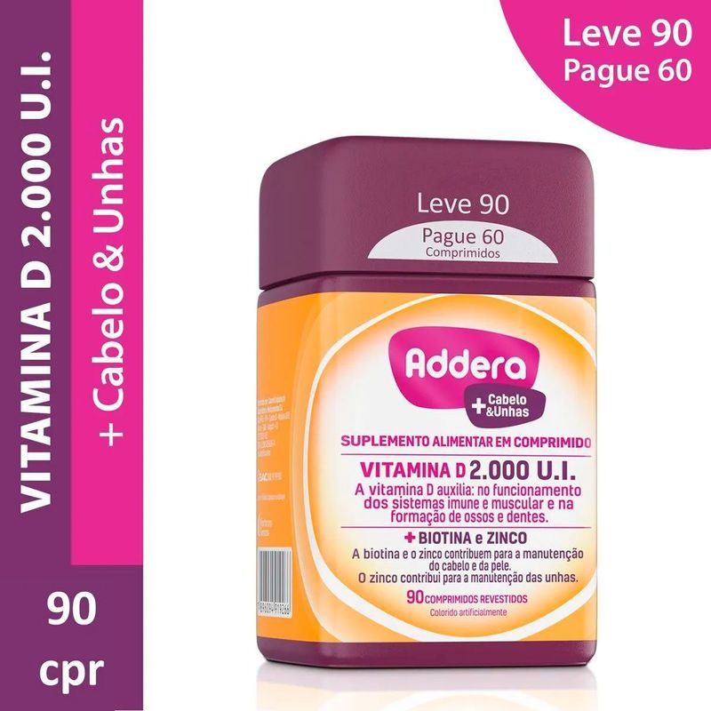 addera + cabelo e unhas 90 comprimidos revestidos mantecorp