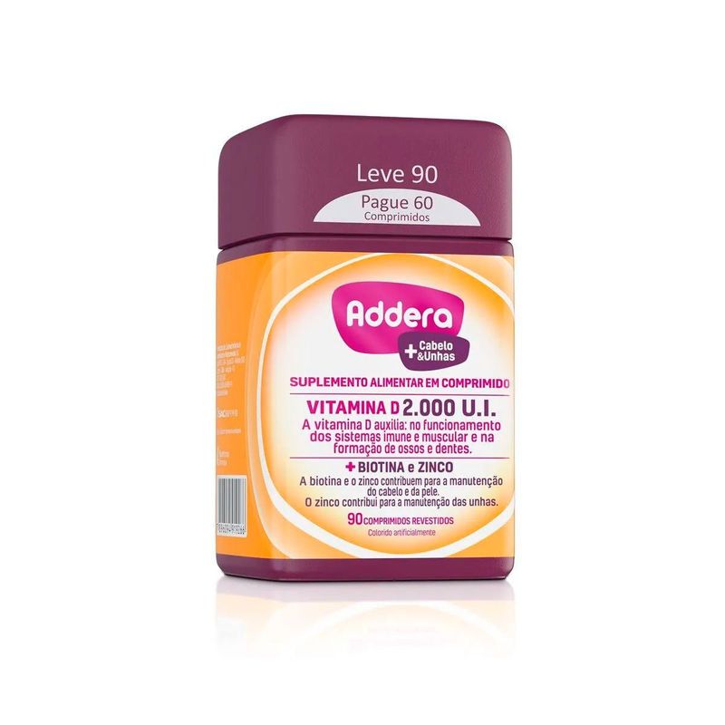 addera + cabelo e unhas 90 comprimidos revestidos mantecorp