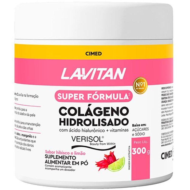 lavitan colágeno verisol 300g sabor hibisco e limão