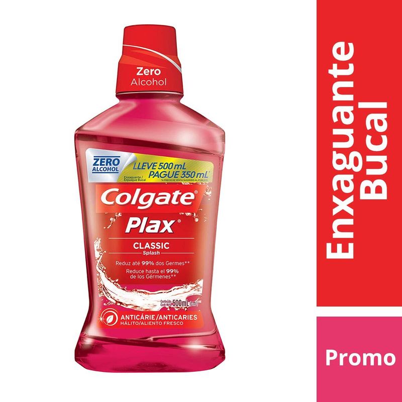 antisséptico bucal colgate plax classic leve 500ml pague 350ml