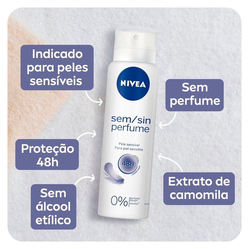 desodorante aerosol nivea sensitive & pure feminino 150ml