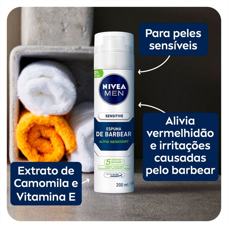 espuma de barbear nivea sensitive 200ml
