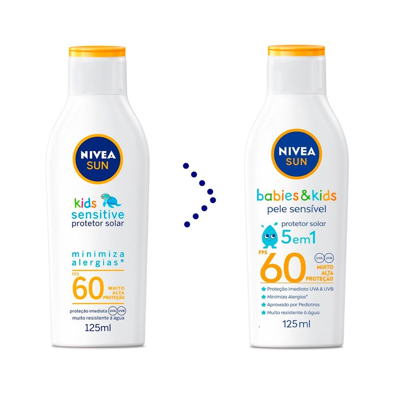 protetor solar nivea kids sensitive & pure fps 60 125ml