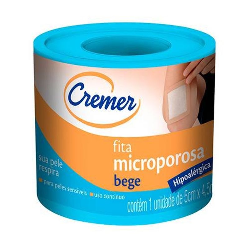 fita hipoalergênica microporosa bege cremer 5cm x 4,5m