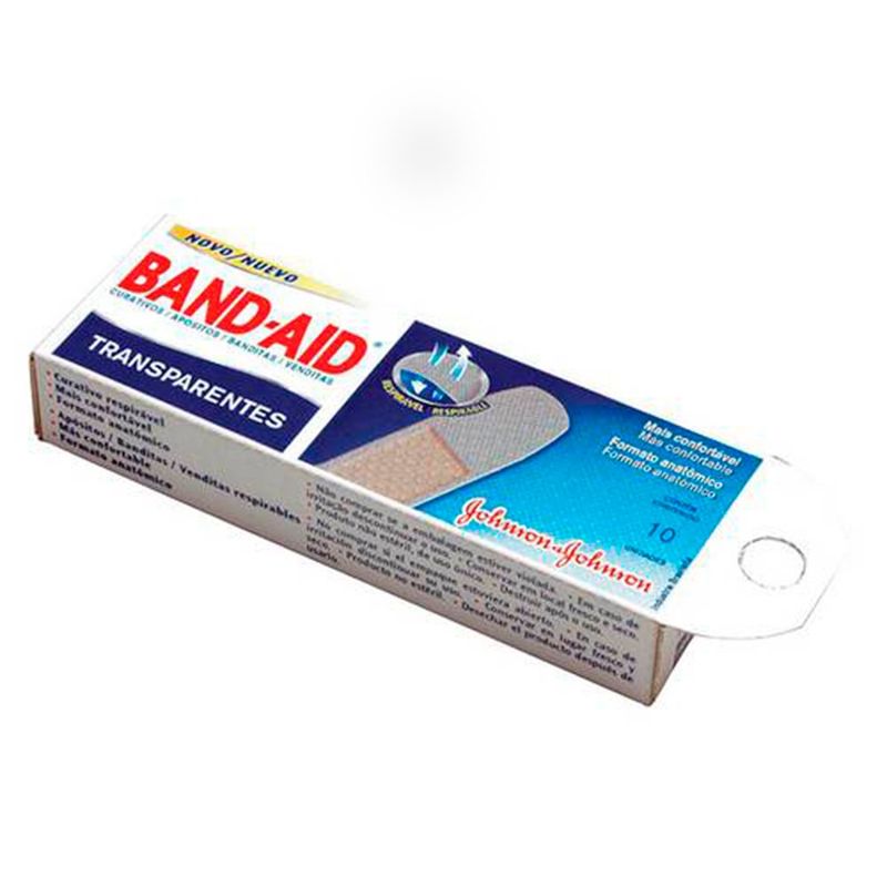 curativo johnson & johnson band-aid transparentes 10 unidades