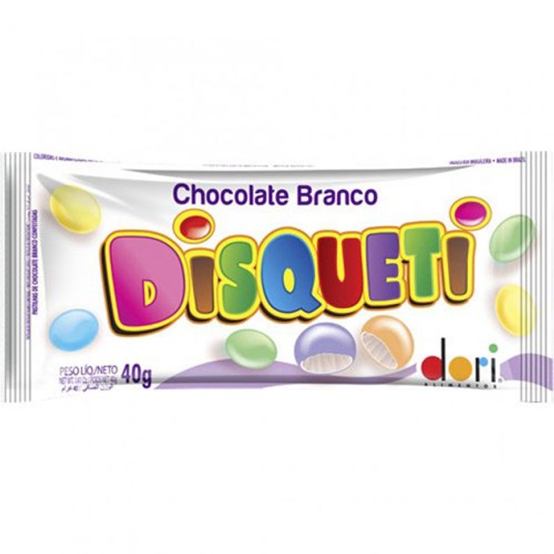 confeito disqueti chocolate branco 40g