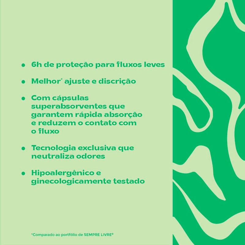 absorvente sempre livre especial adapt cobertura suave com aba 8 unidades