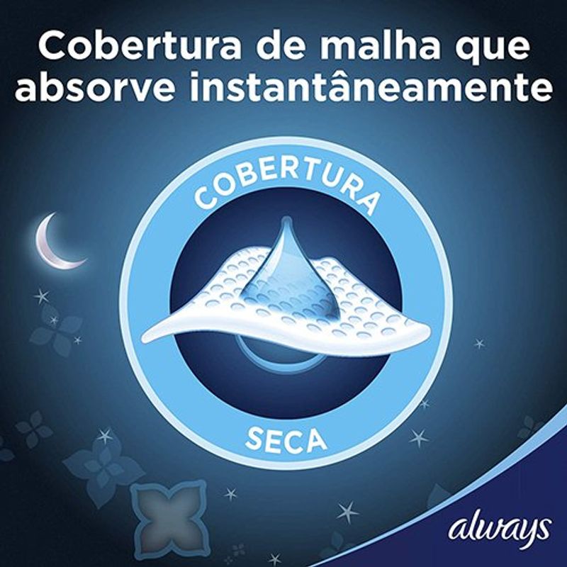absorvente always noite tranquila seca leve 16 pague 14 unidades