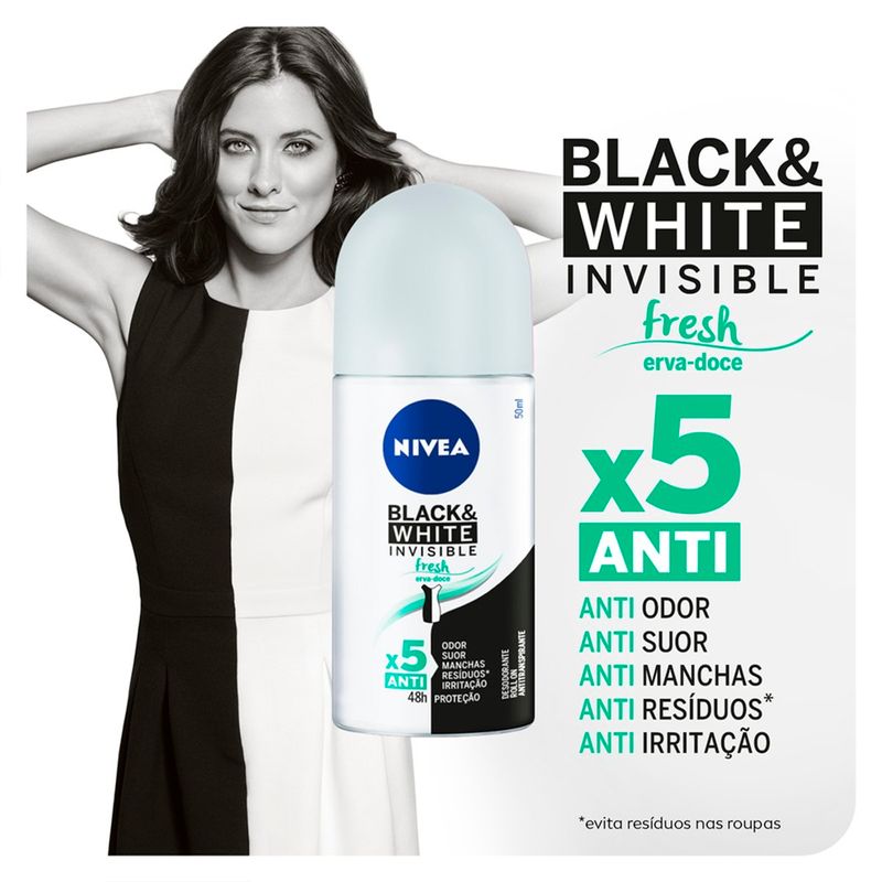 desodorante nivea roll-on black & white fresh feminino 50ml