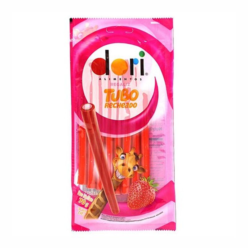 dori regaliz tubo morango recheado 70g
