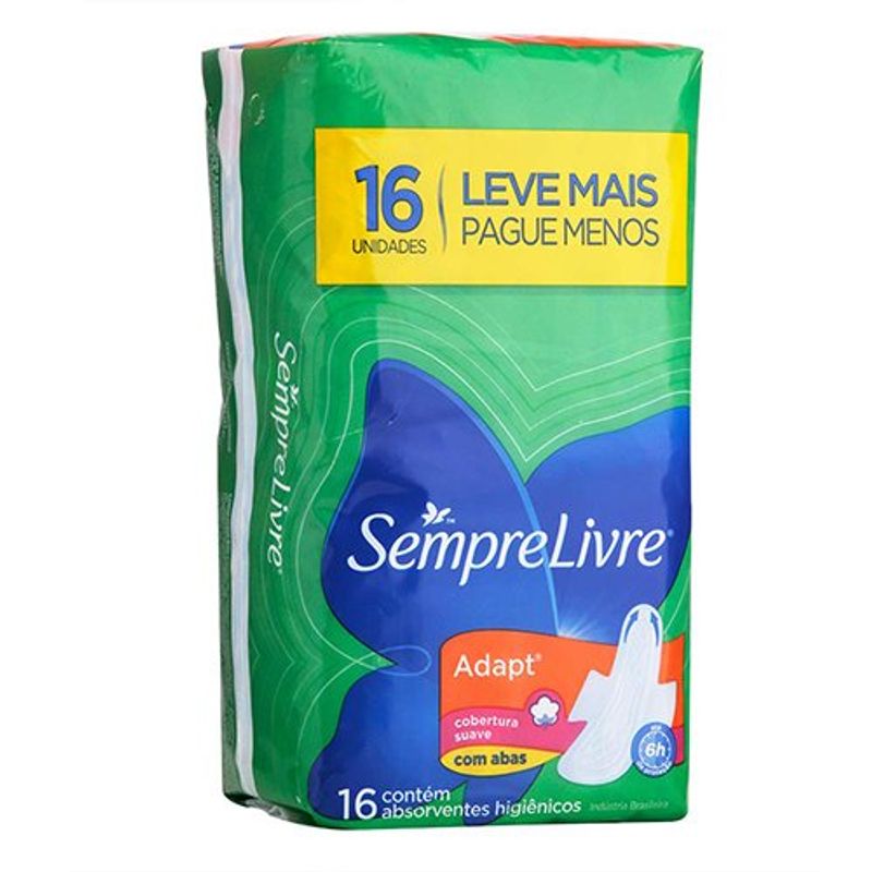 absorvente sempre livre adapt suave com abas leve 16 pague 14