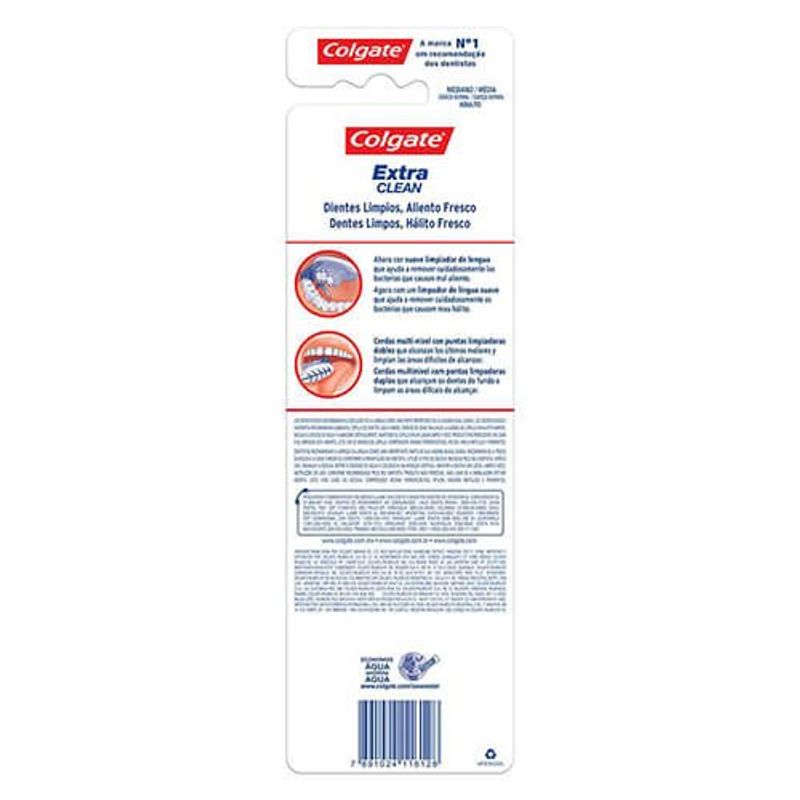 escova dental colgate extra clean 3 unidades média