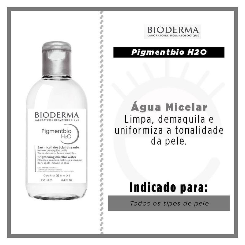 água micelar bioderma pigmentbio h2o 250ml