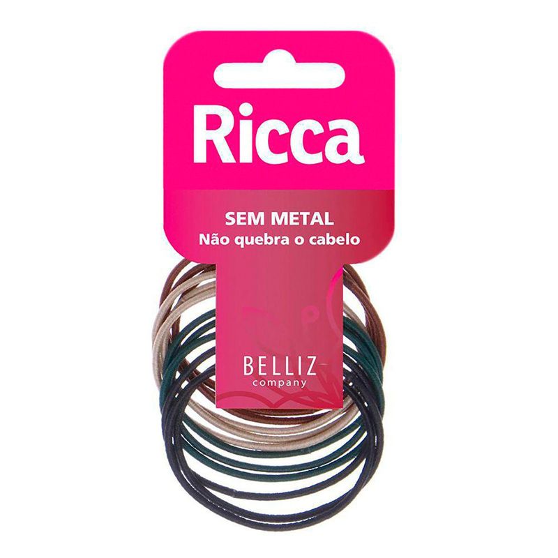 elástico para cabelo ricca sem metal belliz 2mm 12 unidades