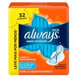 absorvente always super proteção seca com abas 32 unidades