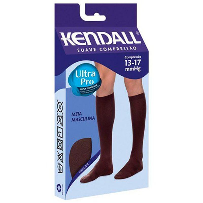 meia masculina suave compressão marrom média 3/4 kendall