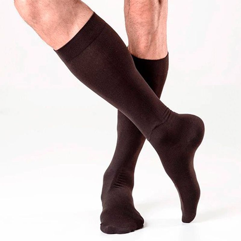 meia masculina suave compressão preta média 3/4 kendall