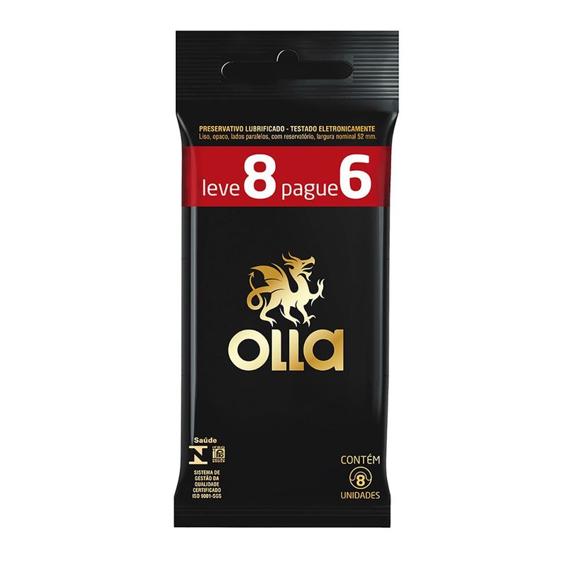 preservativo lubrificado olla sachê leve 8 pague 6