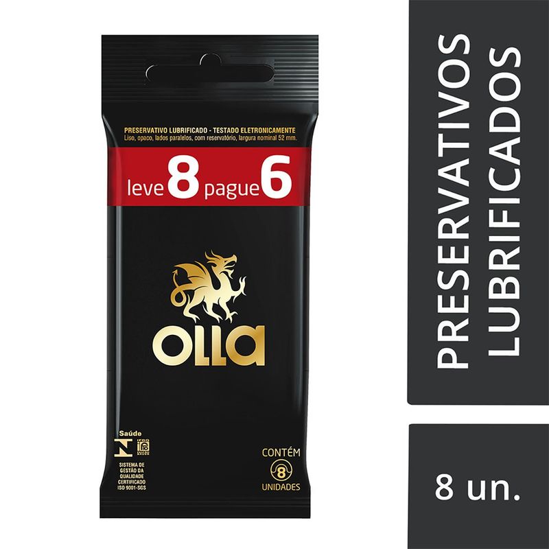 preservativo lubrificado olla sachê leve 8 pague 6