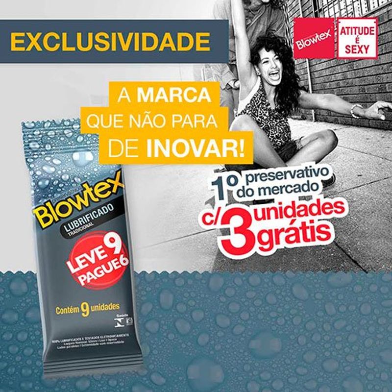 preservativo lubrificado blowtex sache clássico leve 9 pague 6