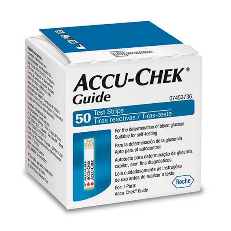 tira para controle teste de glicemia accu-chek guide 50 tiras
