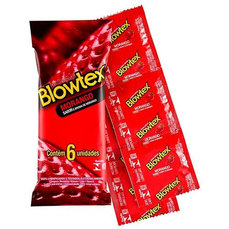 preservativo lubrificado blowtex morango 7 unidades sachê