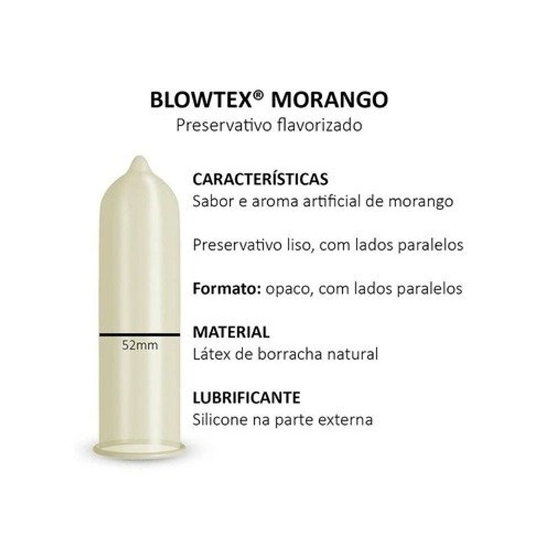 preservativo lubrificado blowtex morango 7 unidades sachê