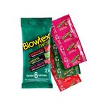 preservativo lubrificado blowtex twist morango menta e tutti-frutti 6 unidades sachê