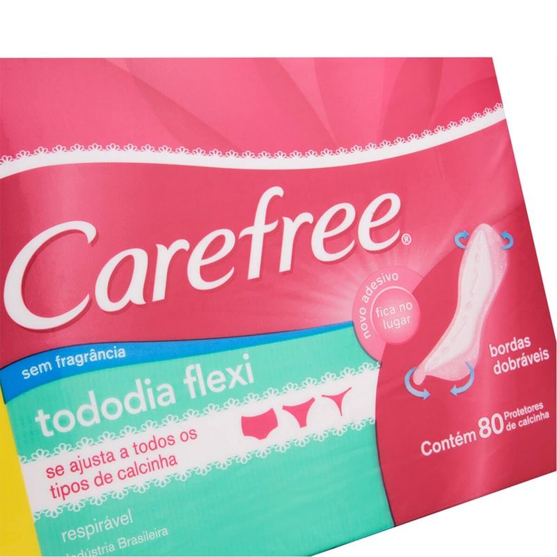 absorvente protetor diário carefree tododia flexi sem perfume 80 unidades