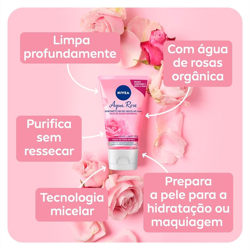 sabonete em gel micelar facial nivea micellair água de rosas 150ml