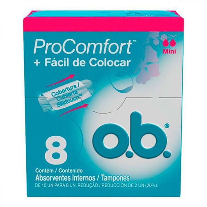 absorvente interno o.b. confort mini 8 unidades