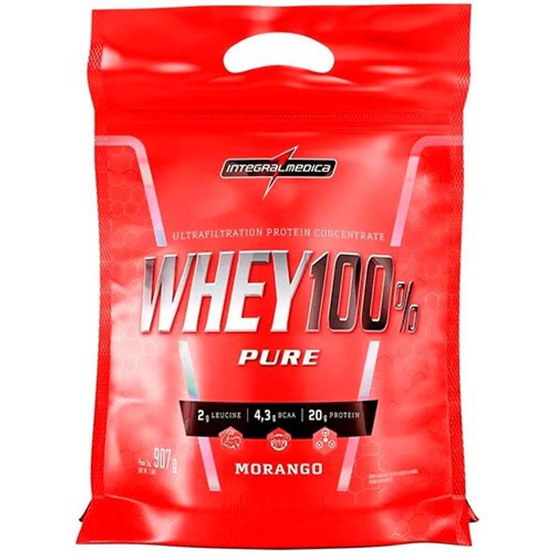 whey super 100% pure pouch morango 907g