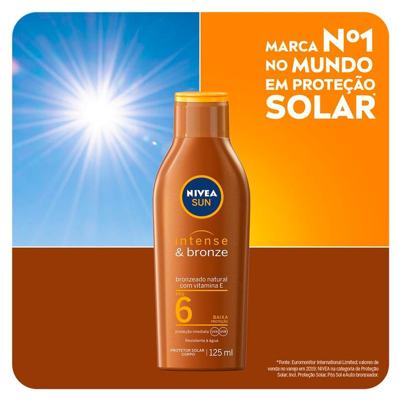 loção bronzeadora nivea sun intense & bronze fps 6 125ml