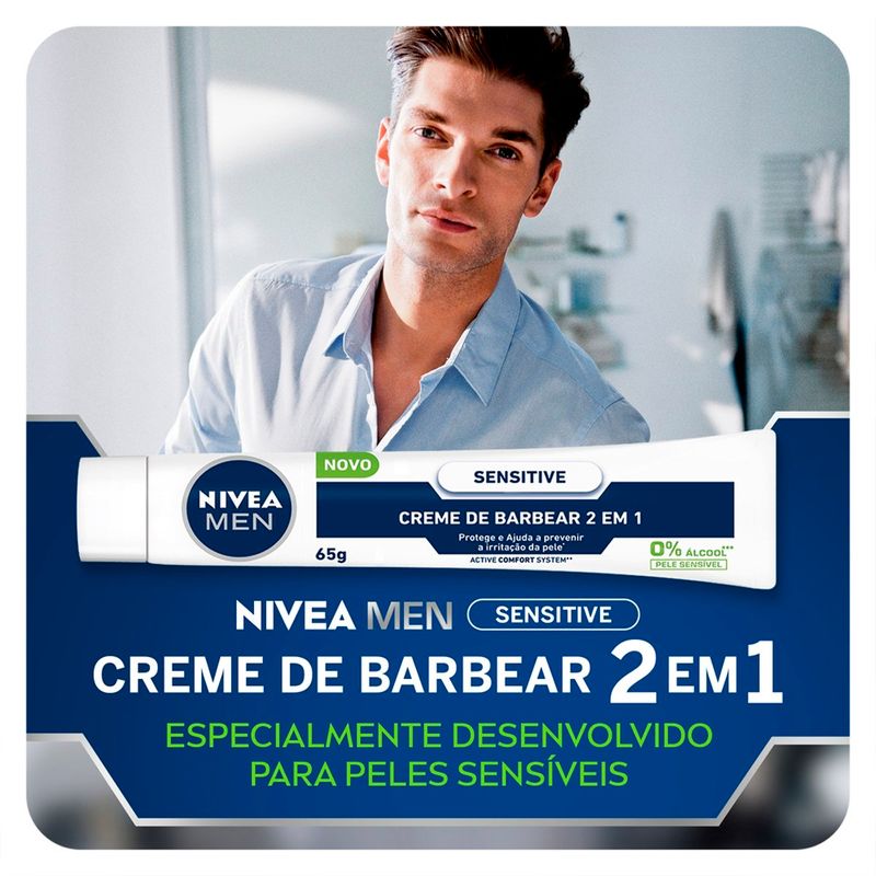 creme de barbear 2 em 1 nivea men sensitive 65g