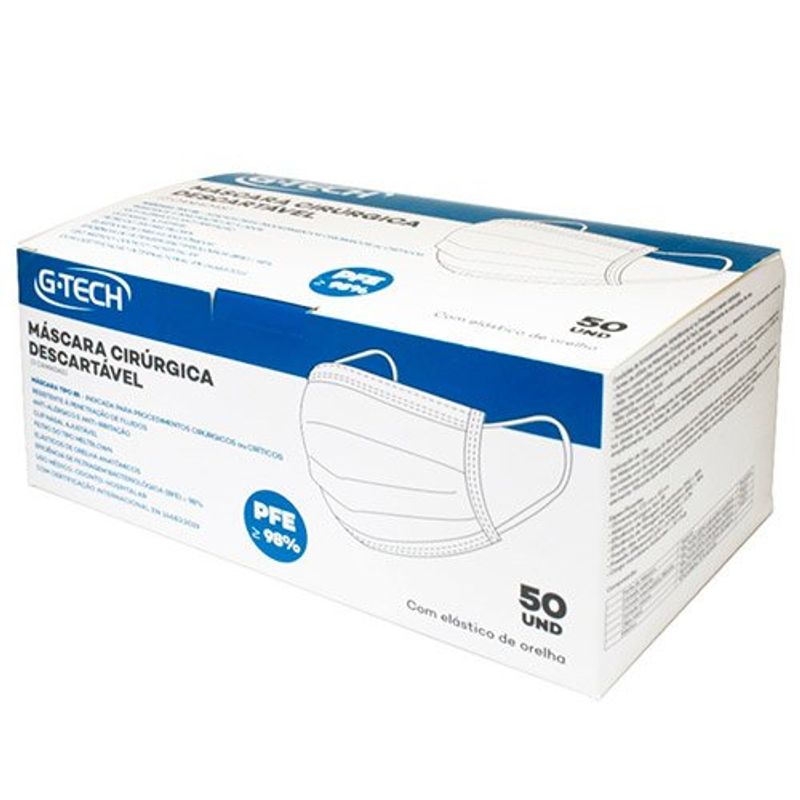 Máscara Cirúrgica G-Tech Camada Tripla Camada 50 Unidades Tipo IIR