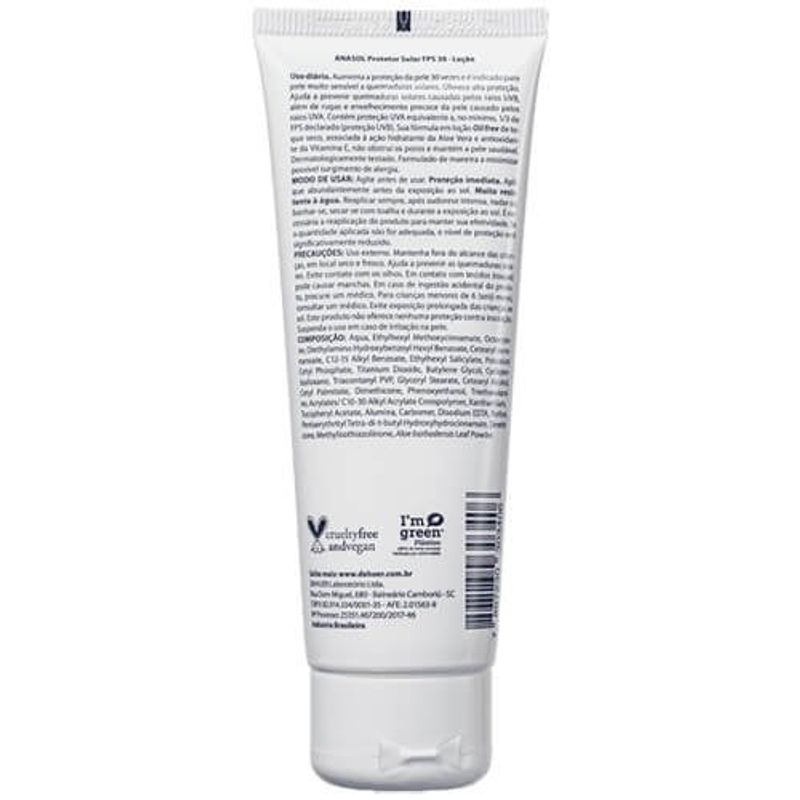 protetor solar facial fps 30 anasol 120g
