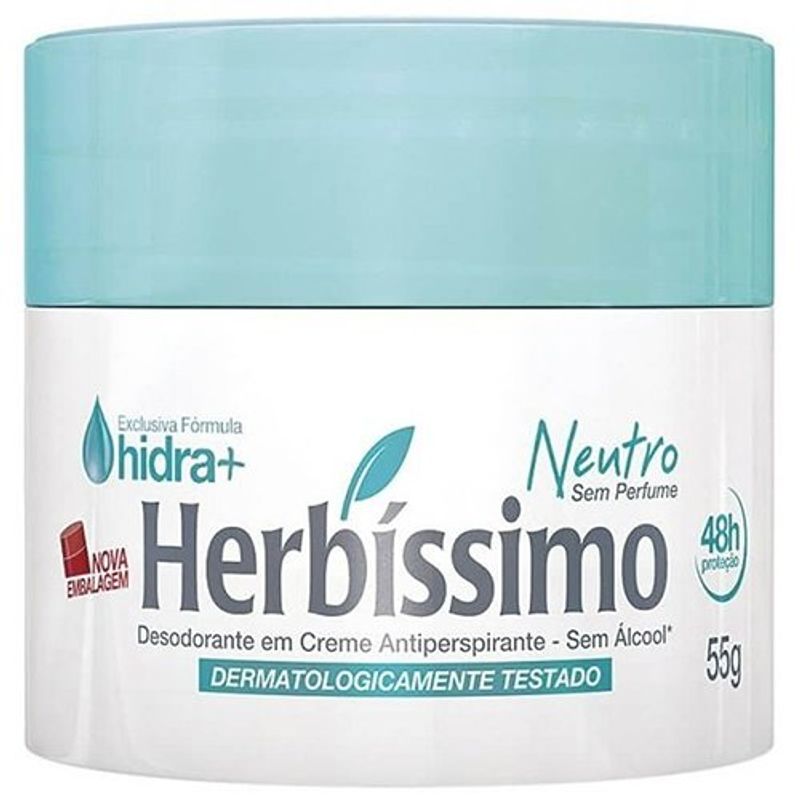 creme desodorante antiperspirante herbíssimo neutro 55g