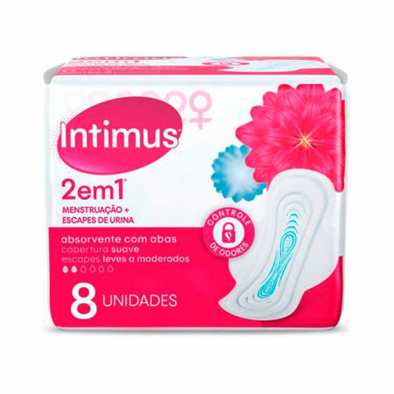 absorvente intimus 2 em 1 suave com abas 8 unidades