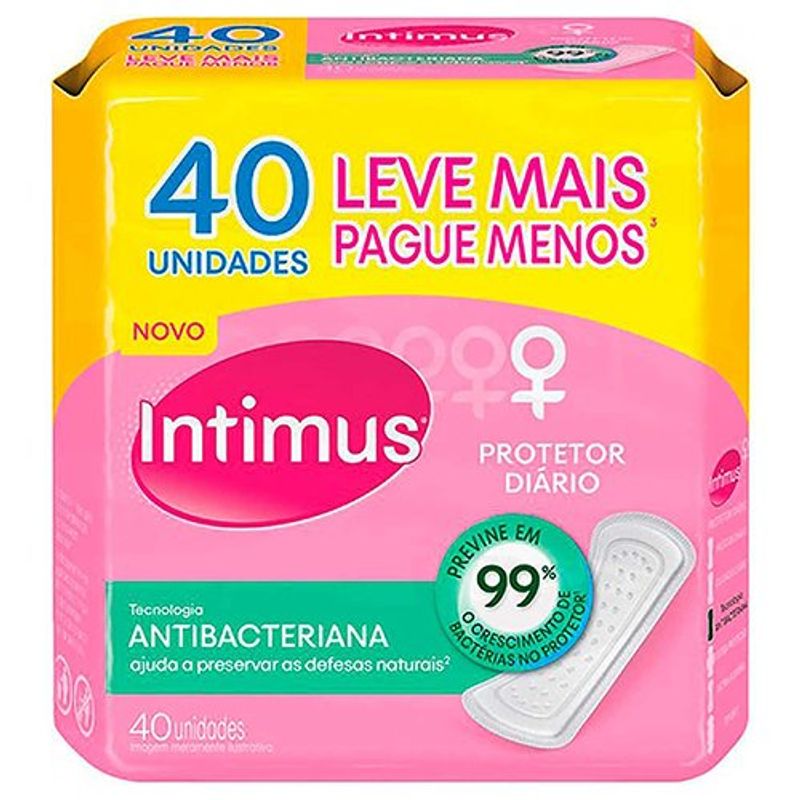 absorvente protetor diário intimus antibacteriano 40 unidades