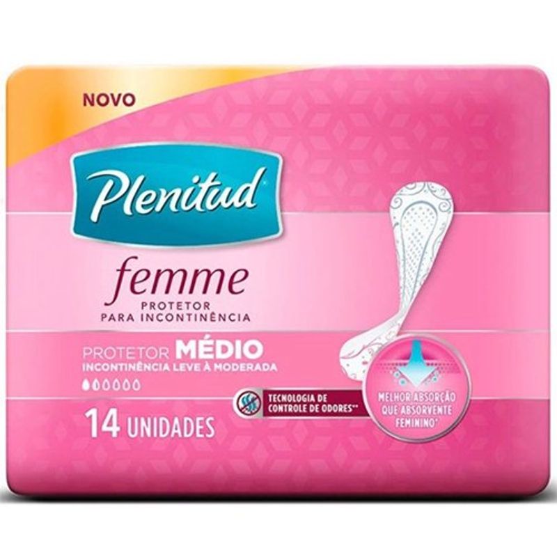 protetor diário plenitud femme médio 14 unidades