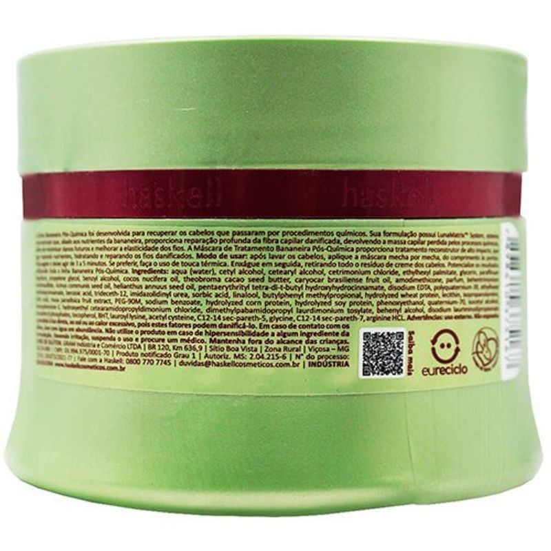 máscara de tratamento bananeira haskell pós-química 300g