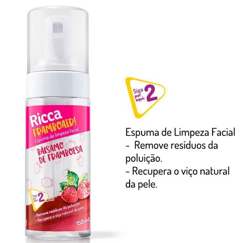 espuma de limpeza facial ricca framboair 150ml