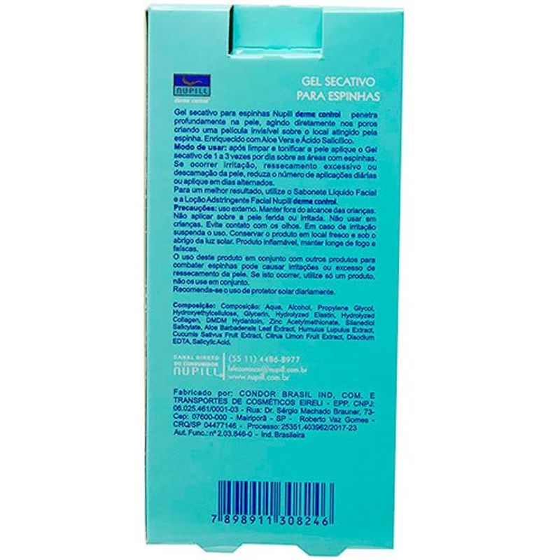 gel secativo de espinhas nupill derme control 22g