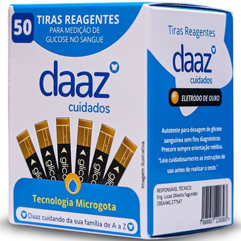 tiras reagentes para medição de glicose glicoo daaz 50 unidades