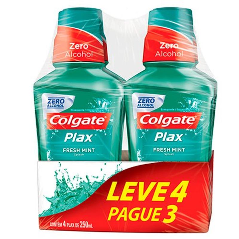 enxaguante bucal colgate plax fresh mint leve 4 pague 3 - 250ml cada
