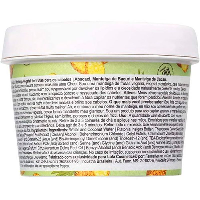 máscara de nutrição lola cosmetics be(m)dita ghee abacaxi e manteiga de bacuri 100mg