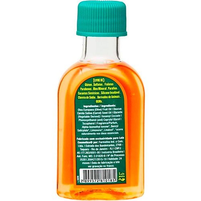 óleo capilar lola cosmetics pinga cenoura e oliva 50ml