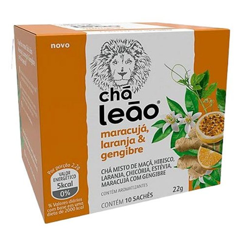 chá maracujá, laranja e gengibre 22g contém 10 sachês
